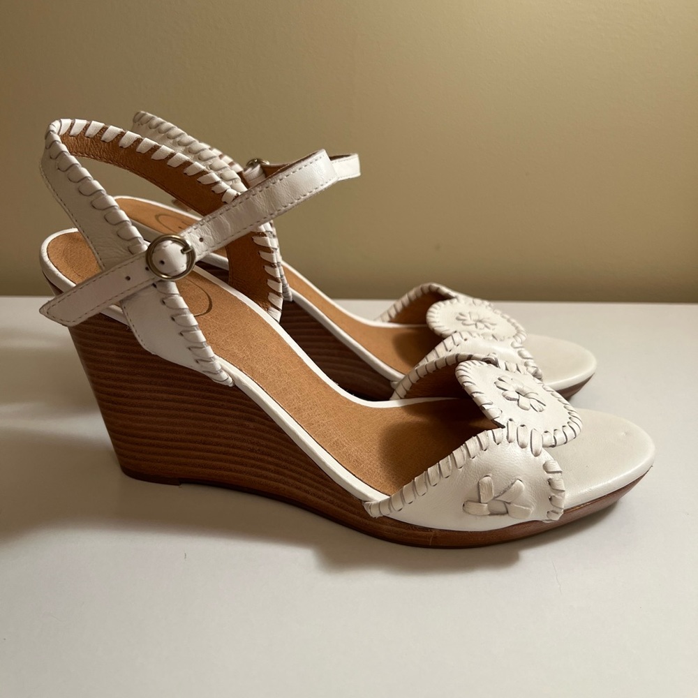 Women’s Jack Rogers White and Tan Wedges